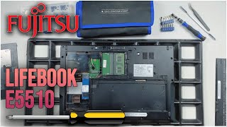 Fujitsu LifeBook E5510 von innen  RAM SSD Akku Lüfter wechseln [upl. by Queena]