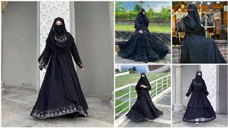 black colour abaya with burqa style  latest abaya design  modest abaya [upl. by Arrej963]