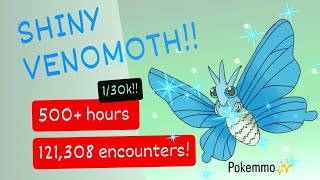 Pokemmo  Shiny Venomoth 121308 encounters DRY STREAK OVER 500 HOURS [upl. by Mehta935]