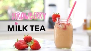 Strawberry Milk Tea Recipe ♥ 4 Simple Ingredients All Natural [upl. by Evin]