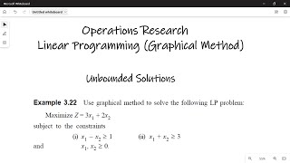 Operation Research 06 Linear ProgrammingGraphical method Unbounded Solutions [upl. by Anitnamaid507]