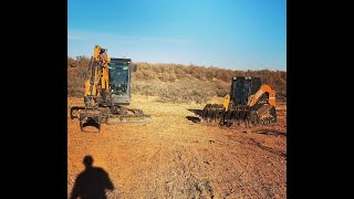 Grubbing and raking mesquite trees [upl. by Palm147]