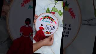 Embroidery hoop artBirthday calendar hoopart craft tilubiswas emboidery diy shortvideo [upl. by Wasson319]