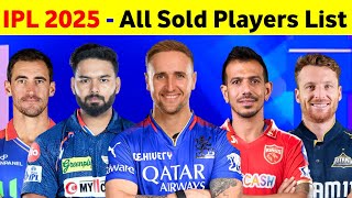 IPL Auction 2025  IPL 2025 Sold Players List  IPL 2025 All Sold Players [upl. by Cammie]