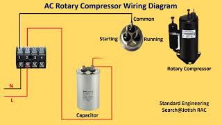 AC Rotary Compressor Wiring  Rotary compressor connection with capacitor Diagram [upl. by Livy]