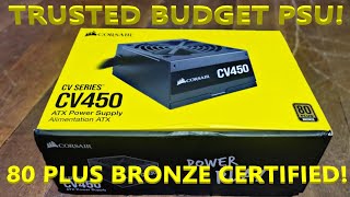 CORSAIR CV450  80PLUS BRONZE 450 WATTS ATX POWER SUPPLY UNBOXING [upl. by Idnir464]