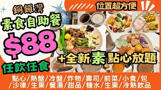 【港飲港食】抵食88 素食自助餐全新素點心放題 ‖ 近百款素食 任飲任食 ‖ 點心 熱盤 冷盤 炸物 壽司 天婦羅 沙律 前菜 小食 湯 冷熱飲品 甜品 糖水 ‖ 銅鑼灣 樂園素食 [upl. by Aceber]