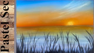 Soleil couchant au pastel sec et peinture acrylique  easy painting beginners [upl. by Mattie]