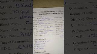 Antenatal examination case book viral youtubeshorts trending art nurse [upl. by Thynne]