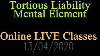 Mental Element in Tortious Liability [upl. by Ecirted]