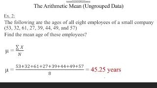 Measures of Central Tendency Ungrouped data Mean Median and Mode part 2 [upl. by Antone]