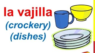 Spanish Lesson 64  KITCHEN UTENSILS in Spanish Vocabulary Utensilios de cocina en español [upl. by Joappa]