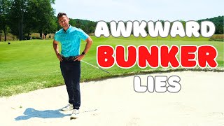 How to Play Awkward Bunker Lies  Upslope Downslope and Side Slope Bunker Shots Explained [upl. by Demahum]