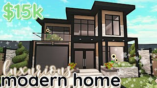 Luxurious 15k Bloxburg Modern House Build 2 Story WITH VOICE [upl. by Annayehc]