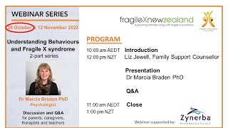 Behaviours and Fragile X Part 1 Neurobiology  webinar Dr Marcia Braden PhD 29 Oct 2022 [upl. by Flint971]