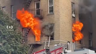 9 injured in fire at apartment building in the Bronx [upl. by Cece]