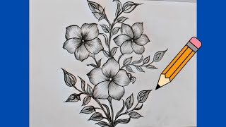 Flower design drawing with pencil2024  পেন্সিল দিয়ে ফুল আকা sanjana drawing academy [upl. by Thorner]