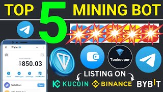 Top 5 Crypto Mining BOT In 2024  Best Telegram TapToMine Bot  Best TAP 2 EARN Bot [upl. by Mccurdy]