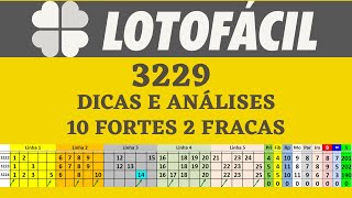 LOTOFÁCIL 3229 DICAS E ANÁLISES 10 FORTES 2 FRACAS [upl. by Aerbma224]