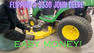 Flipping a 330 D120 John Deere Lawn Tractor Restoration fixing How to fix amp Sell [upl. by Anilas676]