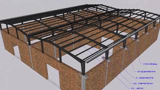 Steel Structure frame combines with bricks wall to make the fast and strong building [upl. by Richer]