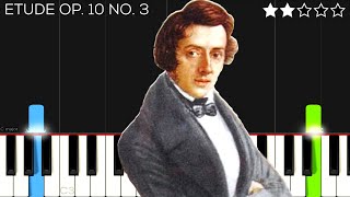 Chopin  Etude Op 10 No 3  EASY Piano Tutorial [upl. by Brenk]