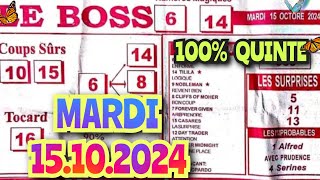 Boss mardi 15 octobre 2024💲💲BASE SOLIDE 💲💲quinte demain [upl. by Sybil210]