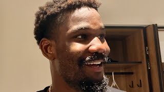 quotI Can Shootquot Deandre Ayton Reacts To Clutch 3Pointer And Blazer Win Against Clippers [upl. by Anaela]