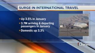 McCarran Airport reports January surge in international travel [upl. by Sielen]