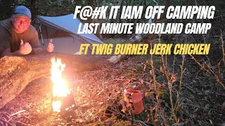 last minute woodland camp  stratospire 1  twig burner jerk chicken [upl. by Snodgrass8]