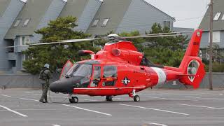 USCG Eurocopter MH65D Dolphin Start Up amp TAKEOFF Air Station Atlantic City New Jersey 11124 [upl. by Biddy]