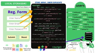 Registration form in JS with localstorage  Store Array in localstorage Duplicate checkin Reg form [upl. by Ical]