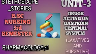 Pharmacology of Laxatives and Purgative Bsc nursing 3rd Semester UNIT3 [upl. by Lowry]