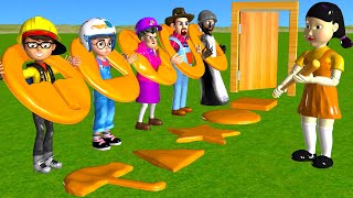 Scary Teacher 3D vs Squid Game Hard Hat Wooden Door 5 Times Challenge vs Honeycomb Candy Shapes [upl. by Fidelia]