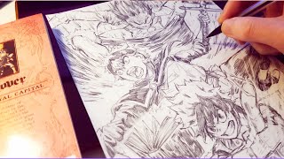 Drawing Izuku Midoriya Asta and Luffy New SHONEN Big 3 [upl. by Esylle]