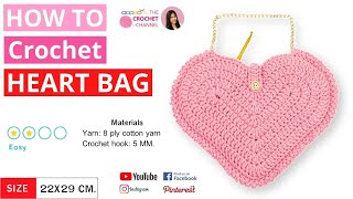 How To Crochet A HEART ❤️ BAG Tutorial Free Pattern DIY CUTE CROCHET BAG English US Terms✂️🧵🧶❤️🥰 [upl. by Perretta301]