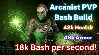 Arcanist PVP Bash Build 95 Mitigation  49k Armor  Necrom PTS  Elder Scrolls Online ESO [upl. by Lundgren999]