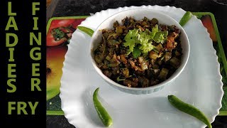 Ladies finger fry Andhra Style  Spicy vendakkai poriyal [upl. by Iadahs]