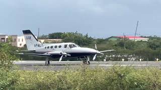 Squally Weather  American Eagle Landing and Anguilla Air Services Takeoff in Anguilla [upl. by Evaleen]