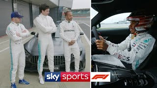 Toto Wolff takes on Lewis Hamilton and Valtteri Bottas in a race around Silverstone  Sky F1 [upl. by Caines]