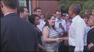 President Obama Takes a Surprise Stroll in Downtown Denver [upl. by Ehttam]