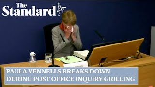 Post Office Inquiry moment Paula Vennells cries as documents reveal her comments about postmasters [upl. by Ahsyas]