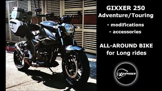 GIXXER 250  Modifications  Accessories  TouringAdventure Setup [upl. by Ellertnom328]