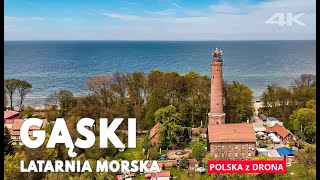 Lighthouse GĄSKI Baltic Sea Poland  4K drone footage [upl. by Ap]