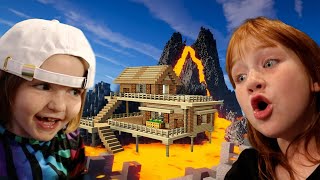 LAVA HOUSE TOUR Adley and Niko explore our Volcano Neighborhood amp ALL our Family Minecraft Worlds [upl. by Austina]