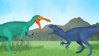 Dinosaurs Cartoons Battles Allosaurus vs Suchomimus [upl. by Iccir]