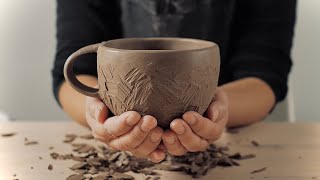 How I Hand Build a Pottery Mug  No Wheel Required  ASMR [upl. by Nayrbo928]