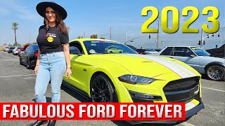 Fabulous Fords Forever 2023 Car Show Mustang Shelby Cobra Drag Racing Irwindale Speedway [upl. by Yrred]