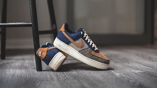 Nike Air Force 1 07 Premium quotTweed  Corduroyquot Midnight Navy Review amp OnFeet [upl. by Luapsemaj]