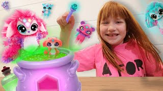 ADLEY and her MAGiC PETS Making a Magical Potion with Mom amp Alli to create Mixie Mixling friends [upl. by Arvy]